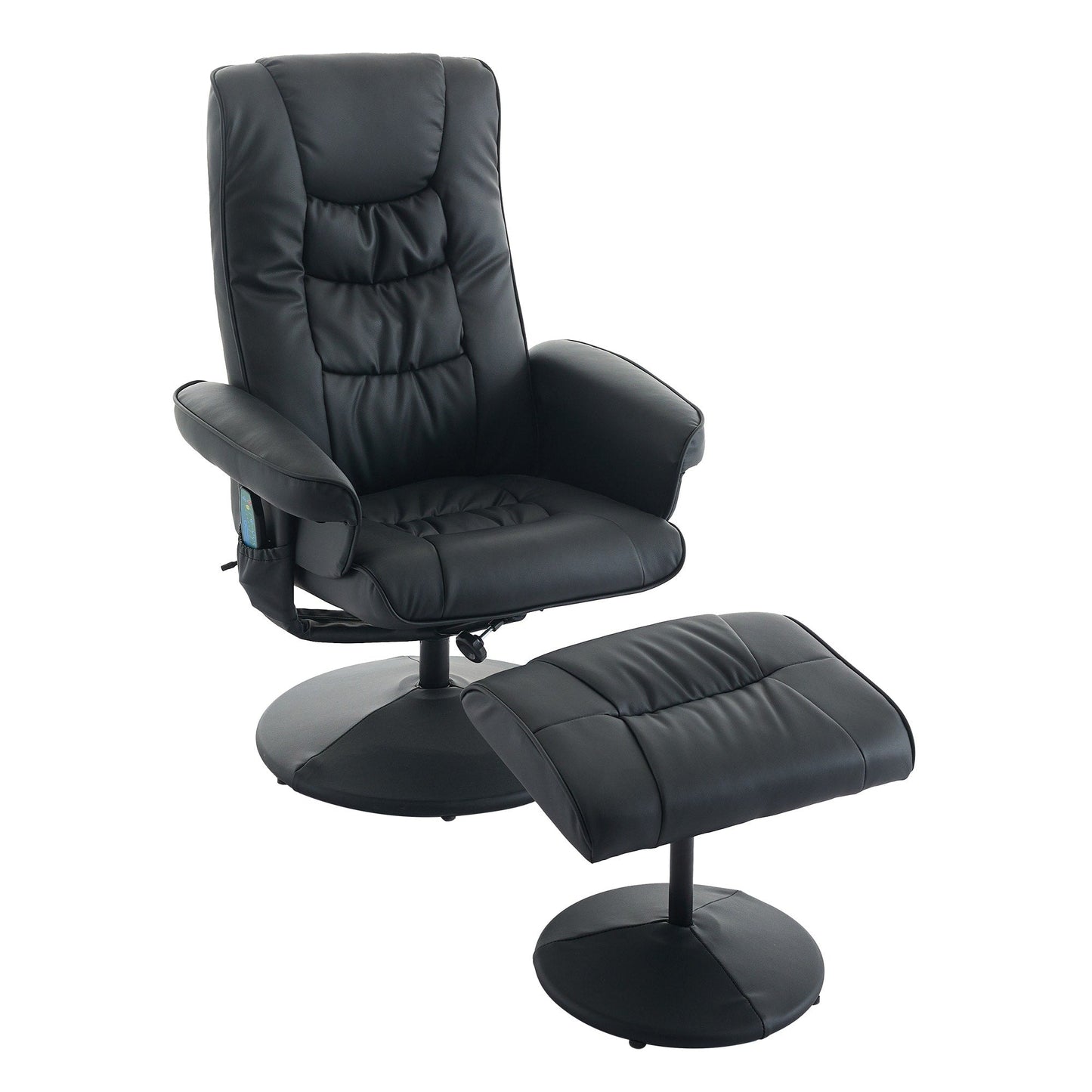 Fauteuil inclinable pivotant avec repose-pieds, siège chauffant, massage par vibrations à 5 points et dossier réglable à 140°