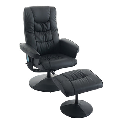 Fauteuil inclinable pivotant avec repose-pieds, siège chauffant, massage par vibrations à 5 points et dossier réglable à 140°