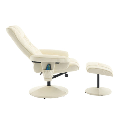 Fauteuil inclinable pivotant avec repose-pieds, siège chauffant, massage par vibrations à 5 points et dossier réglable à 140°