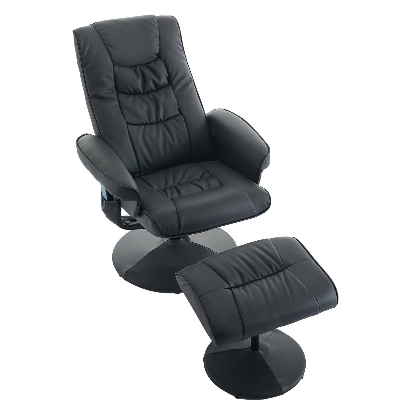Fauteuil inclinable pivotant avec repose-pieds, siège chauffant, massage par vibrations à 5 points et dossier réglable à 140°