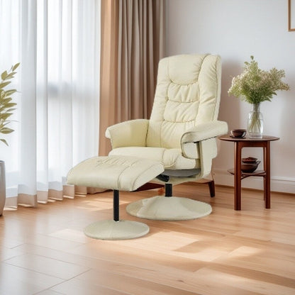 Fauteuil inclinable pivotant avec repose-pieds, siège chauffant, massage par vibrations à 5 points et dossier réglable à 140°