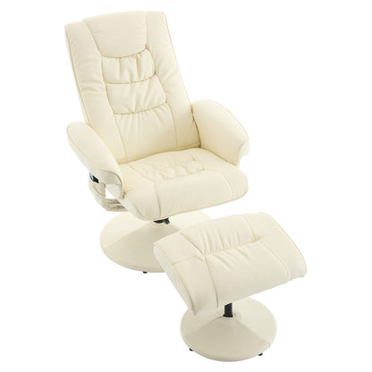 Fauteuil inclinable pivotant avec repose-pieds, siège chauffant, massage par vibrations à 5 points et dossier réglable à 140°