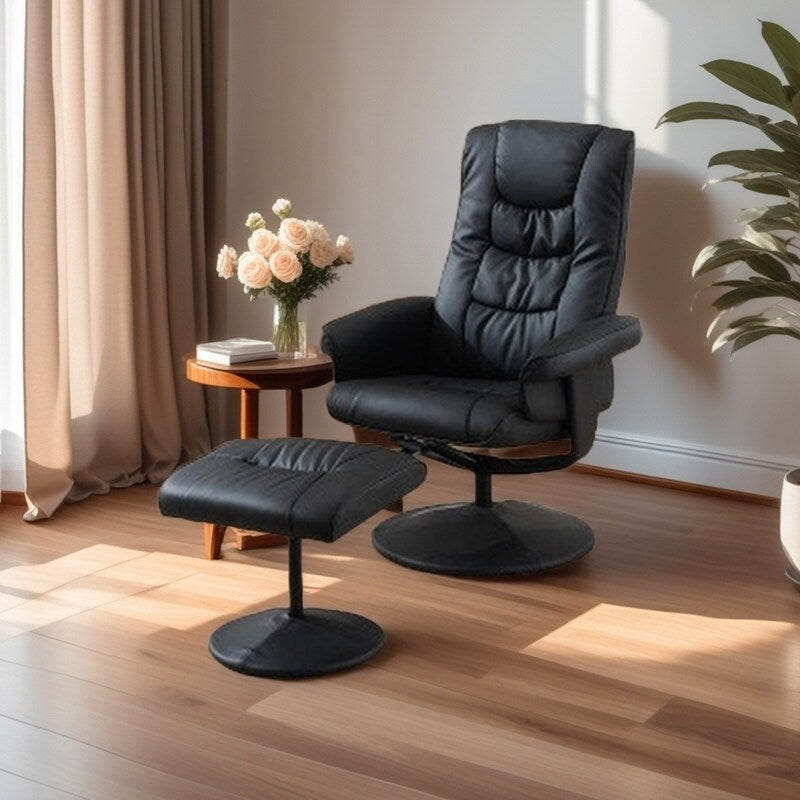 Fauteuil inclinable pivotant avec repose-pieds, siège chauffant, massage par vibrations à 5 points et dossier réglable à 140°