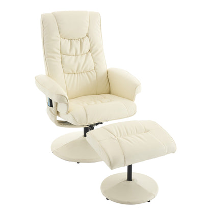 Fauteuil inclinable pivotant avec repose-pieds, siège chauffant, massage par vibrations à 5 points et dossier réglable à 140°