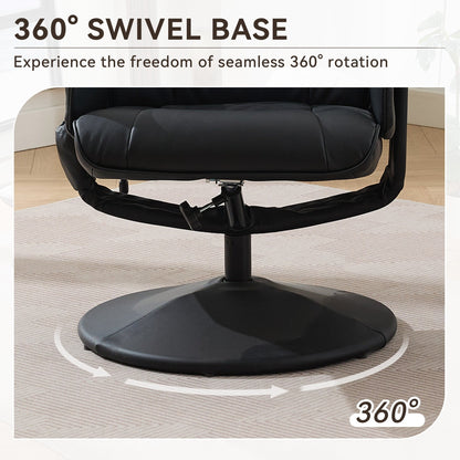 Fauteuil inclinable pivotant avec repose-pieds, siège chauffant, massage par vibrations à 5 points et dossier réglable à 140°