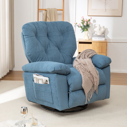 Fauteuil inclinable pivotant avec rembourrage en polaire synthétique douce, confort généreux, fonction planeur, poche latérale, dossier réglable