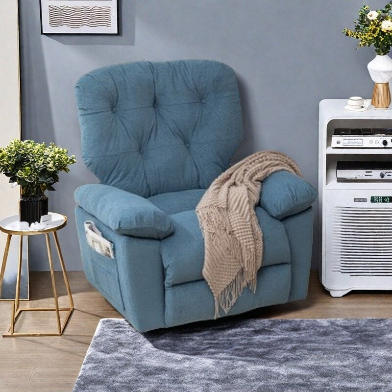 Fauteuil inclinable pivotant avec rembourrage en polaire synthétique douce, confort généreux, fonction planeur, poche latérale, dossier réglable