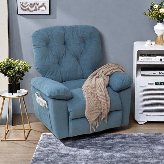 Fauteuil inclinable pivotant avec rembourrage en polaire synthétique douce, confort généreux, fonction planeur, poche latérale, dossier réglable