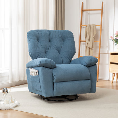 Fauteuil inclinable pivotant avec rembourrage en polaire synthétique douce, confort généreux, fonction planeur, poche latérale, dossier réglable