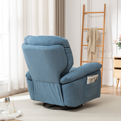 Fauteuil inclinable pivotant avec rembourrage en polaire synthétique douce, confort généreux, fonction planeur, poche latérale, dossier réglable