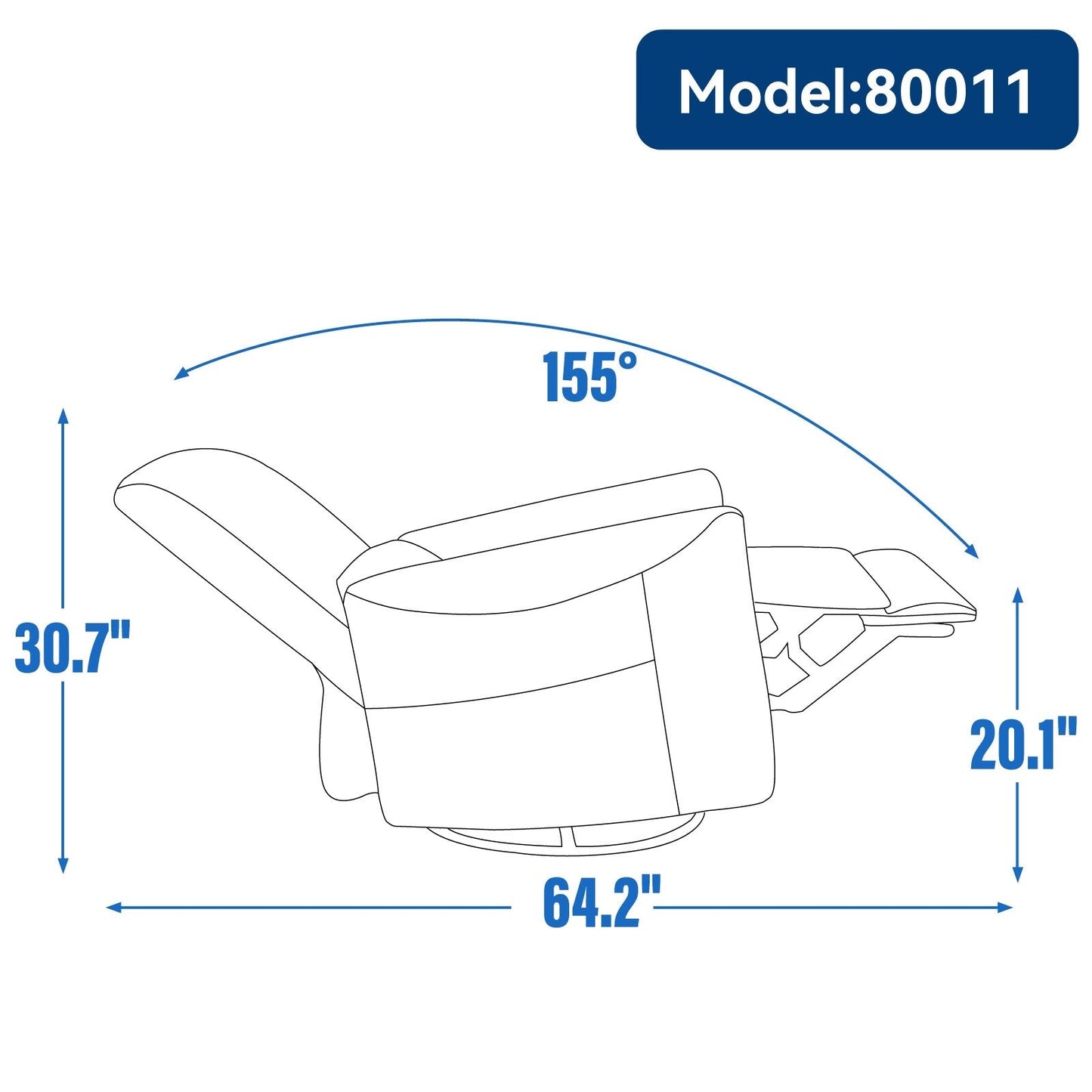 Fauteuil inclinable pivotant, fauteuil inclinable à bascule électrique avec ports USB et Type-C, canapé simple de salon, fauteuil à bascule planeur pour chambre d'enfant
