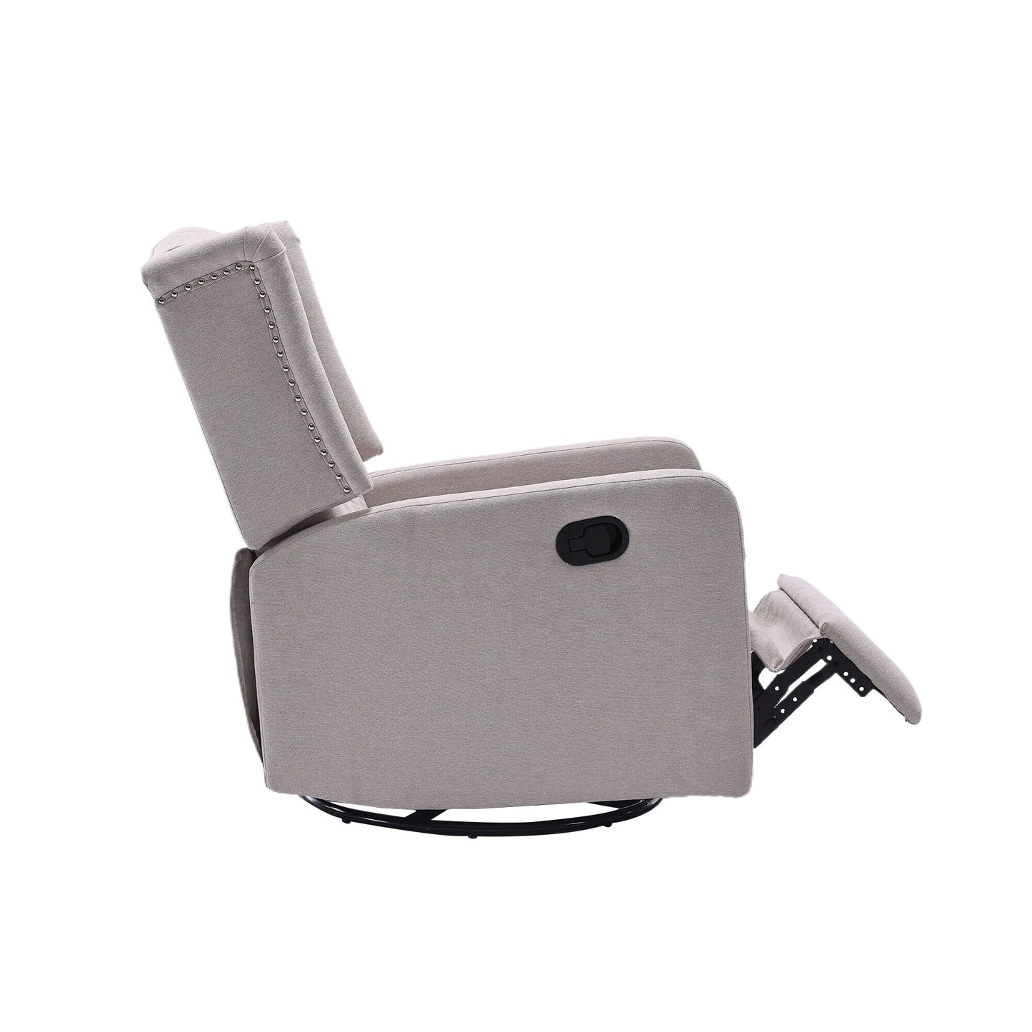 Fauteuil inclinable pivotant avec repose-pieds, mouvement coulissant et design ergonomique