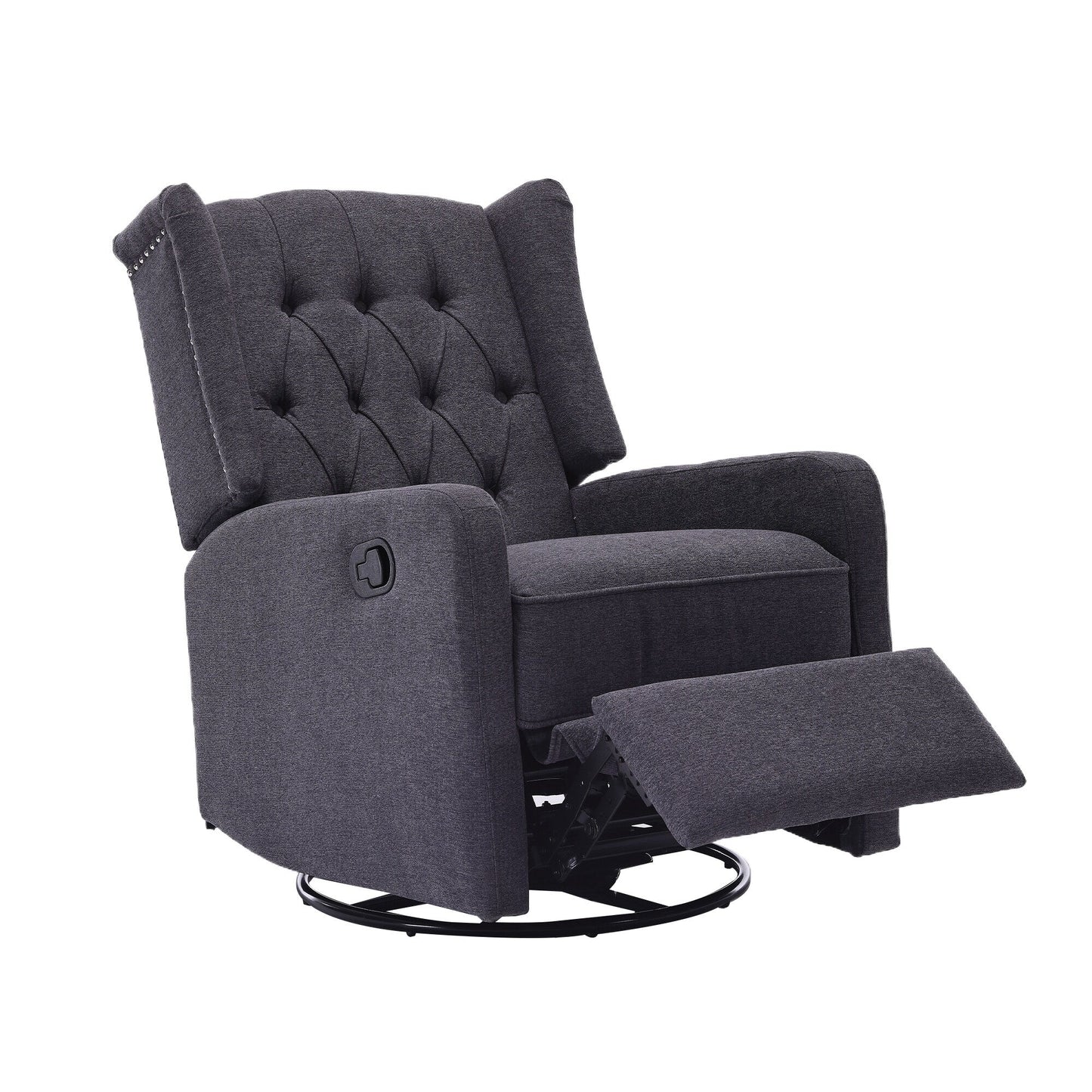 Fauteuil inclinable pivotant avec repose-pieds, mouvement coulissant et design ergonomique