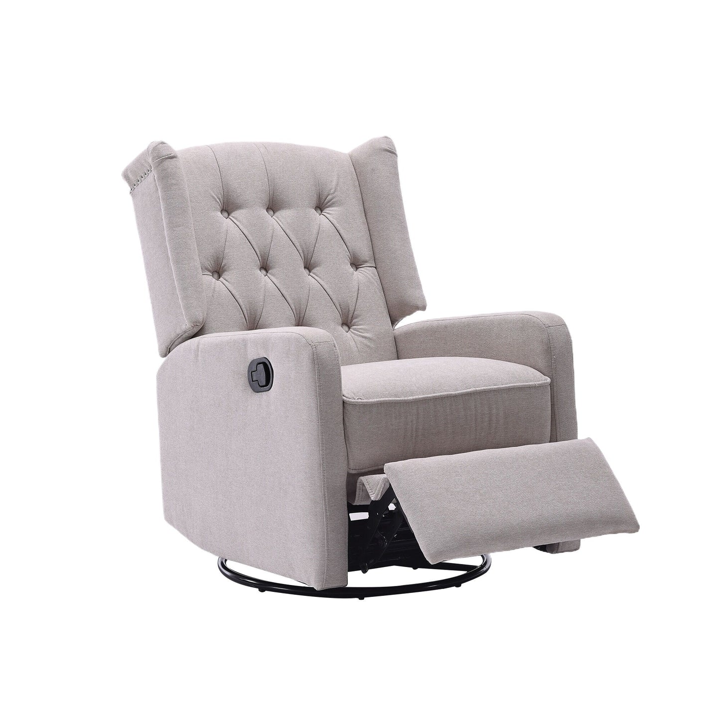 Fauteuil inclinable pivotant avec repose-pieds, mouvement coulissant et design ergonomique