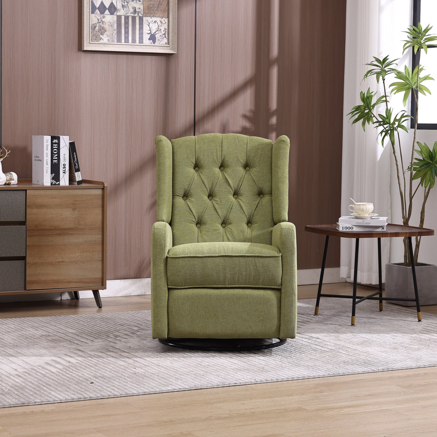Fauteuil inclinable pivotant avec repose-pieds, mouvement coulissant et design ergonomique