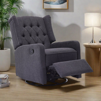 Fauteuil à bascule pivotant et inclinable avec repose-pieds, mouvement coulissant et design ergonomique