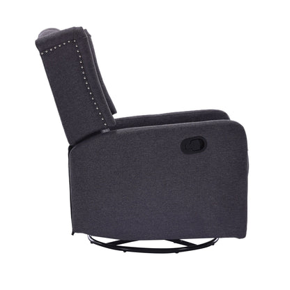 Fauteuil à bascule pivotant et inclinable avec repose-pieds, mouvement coulissant et design ergonomique