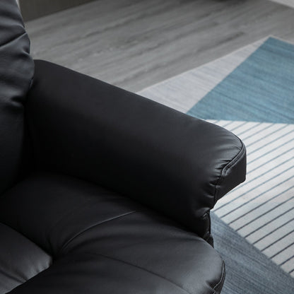 Fauteuil pivotant inclinable en similicuir avec pouf assorti, dossier réglable et support rembourré pour salon