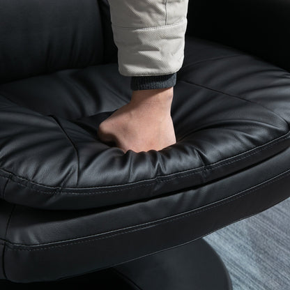 Fauteuil pivotant inclinable en similicuir avec pouf assorti, dossier réglable et support rembourré pour salon