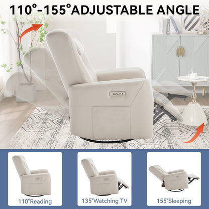 Fauteuil inclinable pivotant à bascule avec rotation à 270°, inclinaison infinie et USB/Type-C
