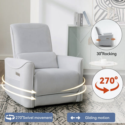 Fauteuil inclinable pivotant à bascule avec rotation à 270°, inclinaison infinie et USB/Type-C