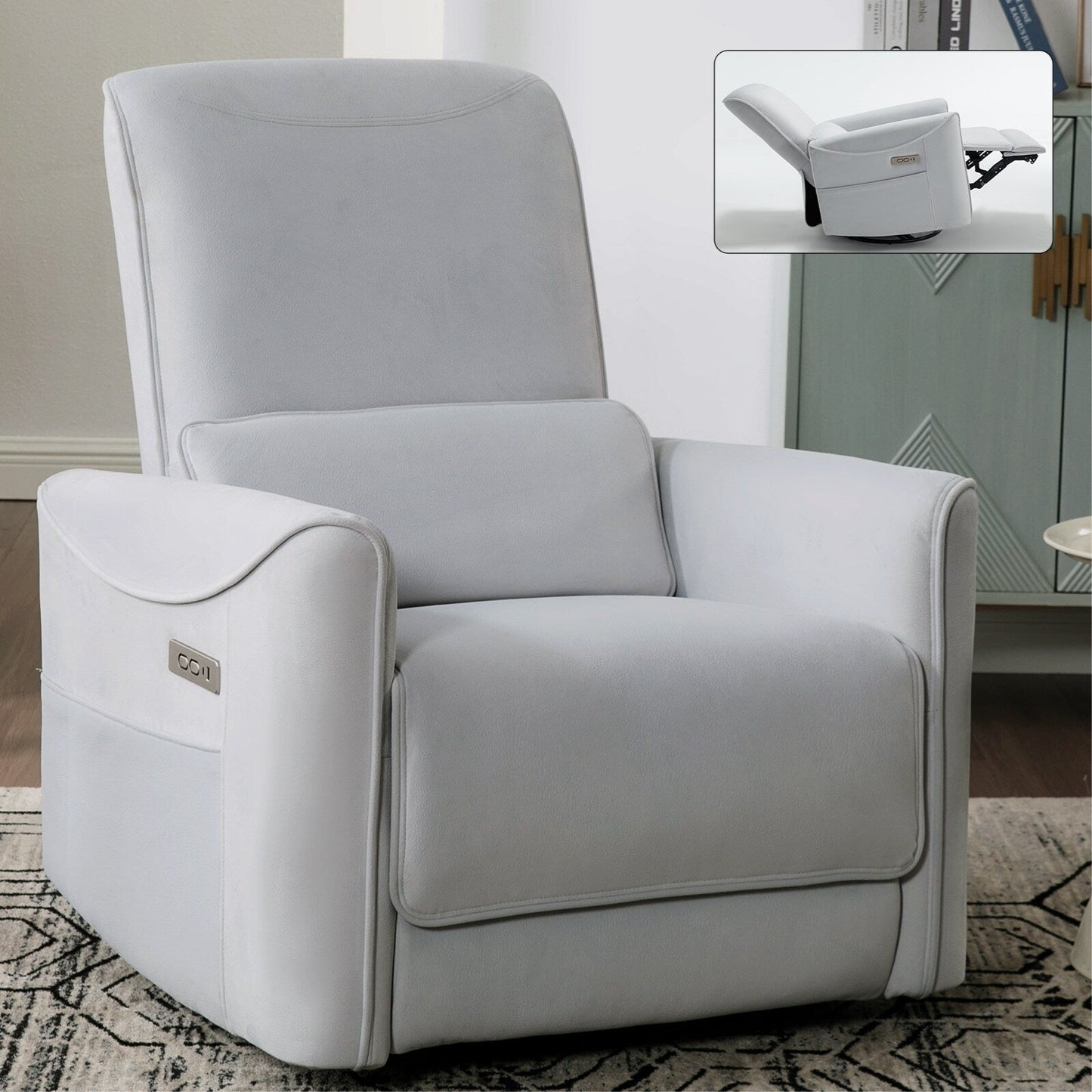 Fauteuil inclinable pivotant à bascule avec rotation à 270°, inclinaison infinie et USB/Type-C
