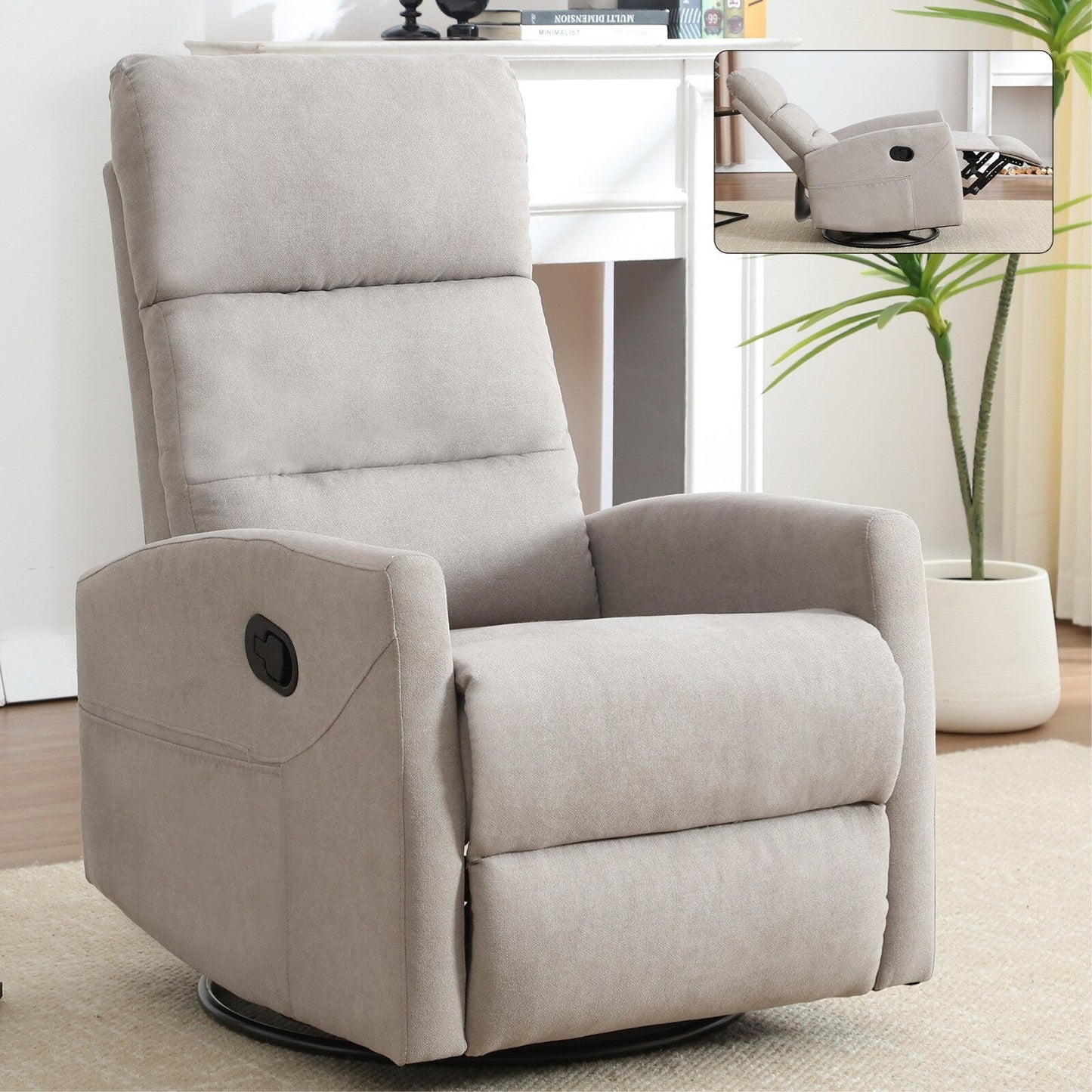 Fauteuil inclinable pivotant à bascule avec inclinaison à 155° et installation sans outil
