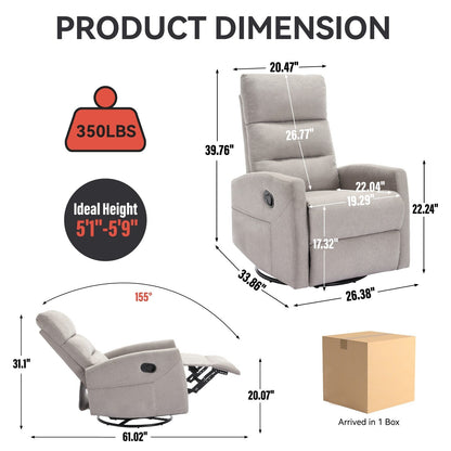 Fauteuil inclinable pivotant à bascule avec inclinaison à 155° et assemblage sans outil