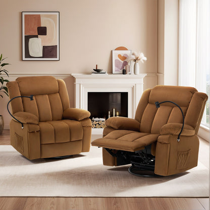 Fauteuil inclinable pivotant à bascule avec massage, chauffage et support de téléphone – Idéal pour le salon, le bureau, la chambre