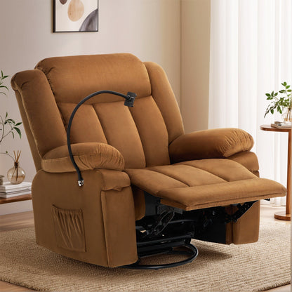 Fauteuil inclinable pivotant à bascule avec massage, chauffage et support de téléphone – Idéal pour le salon, le bureau, la chambre