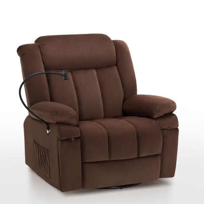 Fauteuil inclinable pivotant à bascule avec massage, chauffage et support de téléphone – Idéal pour le salon, le bureau, la chambre