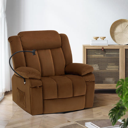 Fauteuil inclinable pivotant à bascule avec massage, chauffage et support de téléphone – Idéal pour le salon, le bureau, la chambre