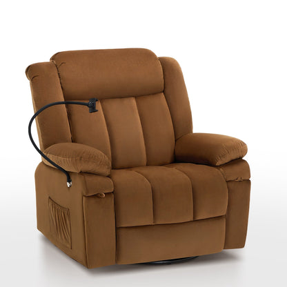 Fauteuil inclinable pivotant à bascule avec massage, chauffage et support de téléphone – Idéal pour le salon, le bureau, la chambre