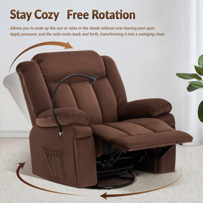 Fauteuil inclinable pivotant à bascule avec massage, chauffage et support de téléphone – Idéal pour le salon, le bureau, la chambre