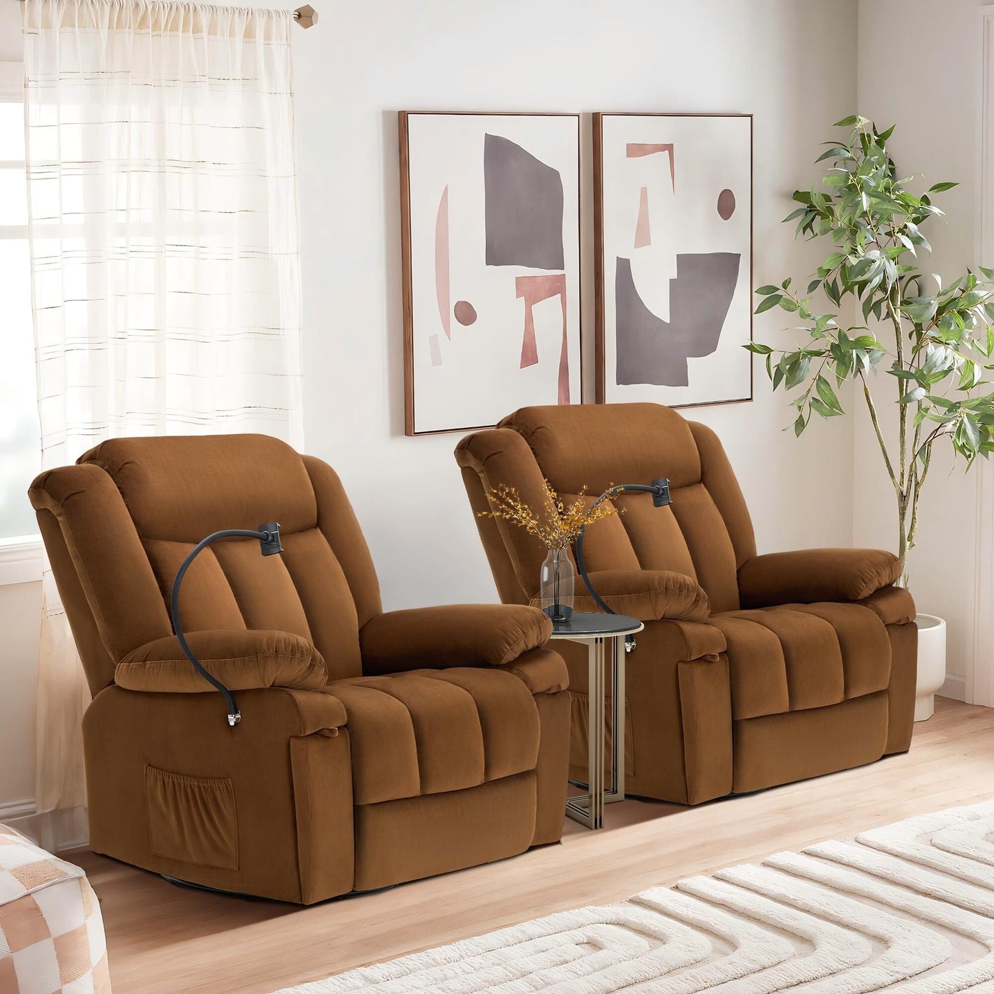 Fauteuil inclinable pivotant à bascule avec massage, chauffage et support de téléphone – Idéal pour le salon, le bureau, la chambre