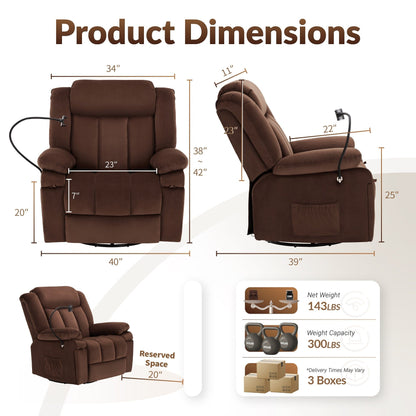 Fauteuil inclinable pivotant à bascule avec massage, chauffage et support de téléphone – Idéal pour le salon, le bureau, la chambre