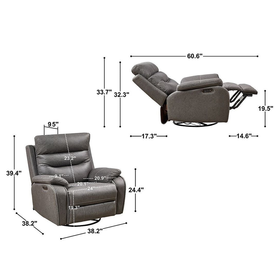 Canapé inclinable pivotant simple avec télécommande électrique et port USB