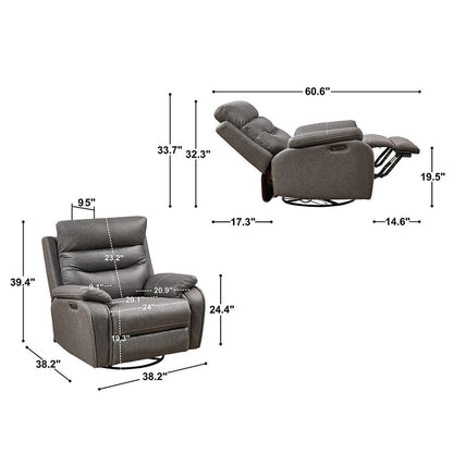 Canapé inclinable pivotant simple avec télécommande électrique et port USB