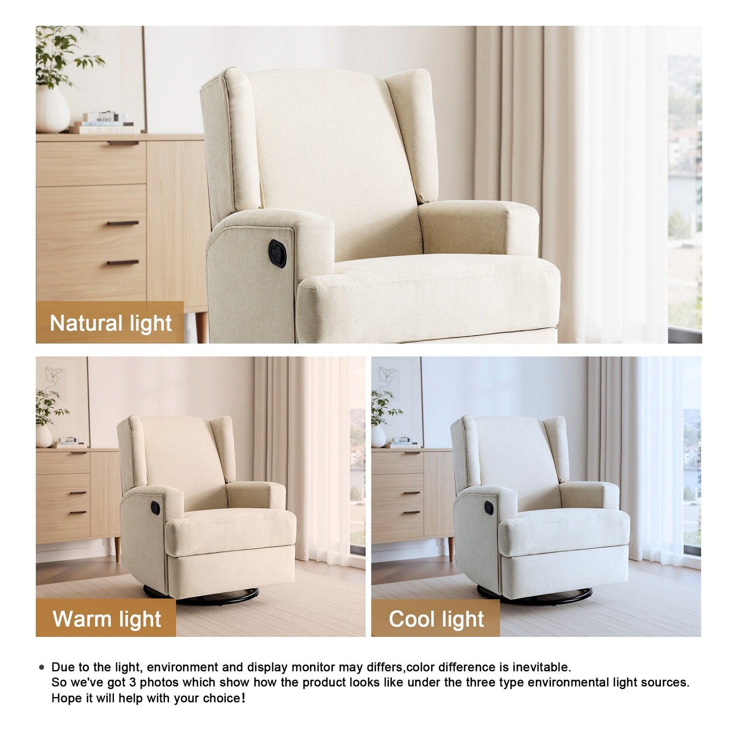 Fauteuil inclinable pivotant à oreilles pour chambre d'enfant