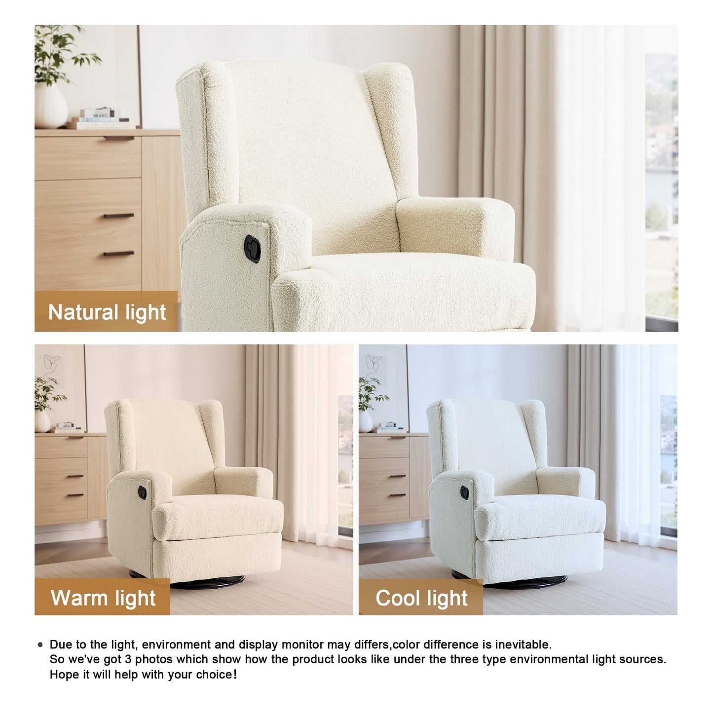 Fauteuil inclinable pivotant à oreilles pour chambre d'enfant