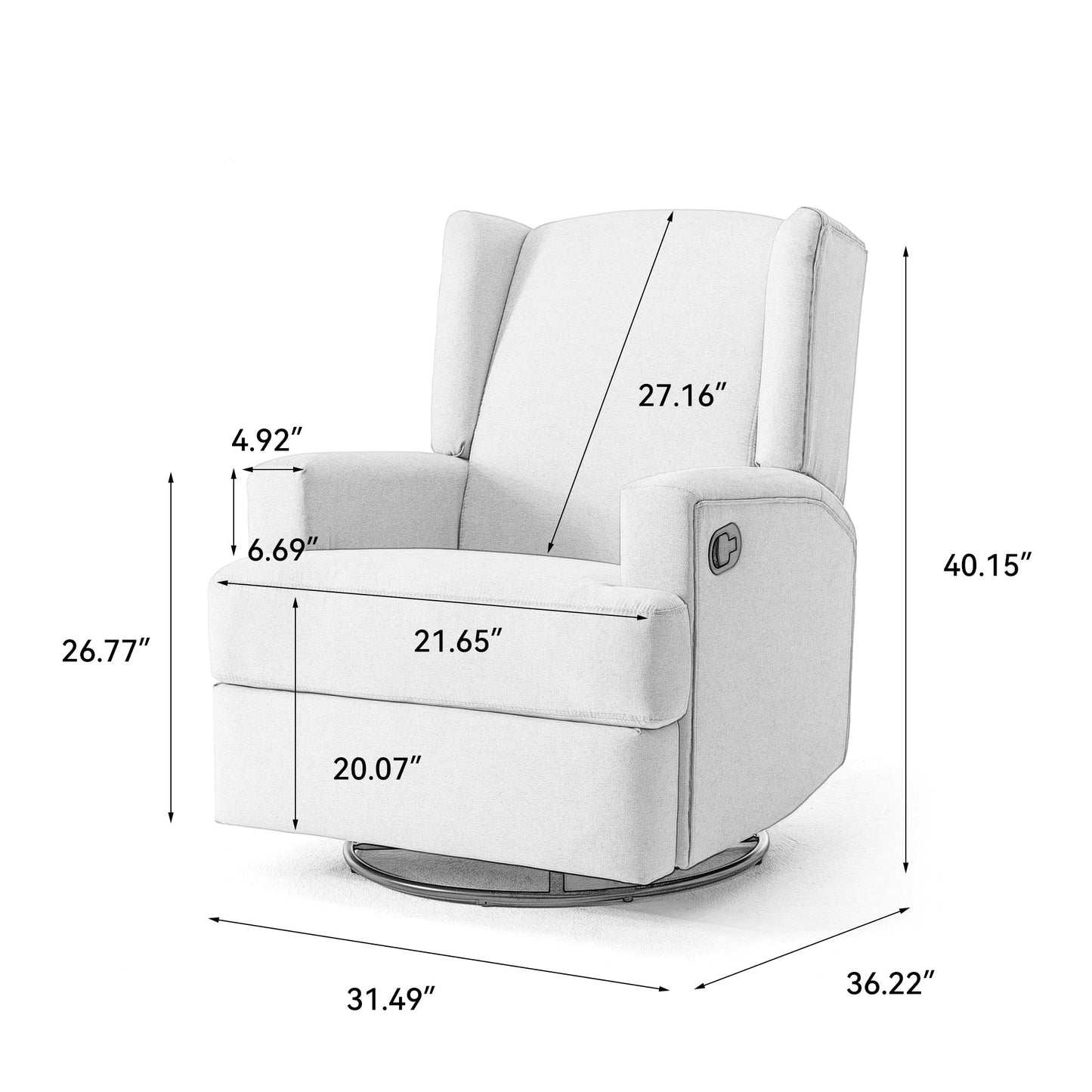 Fauteuil inclinable pivotant à oreilles pour chambre d'enfant