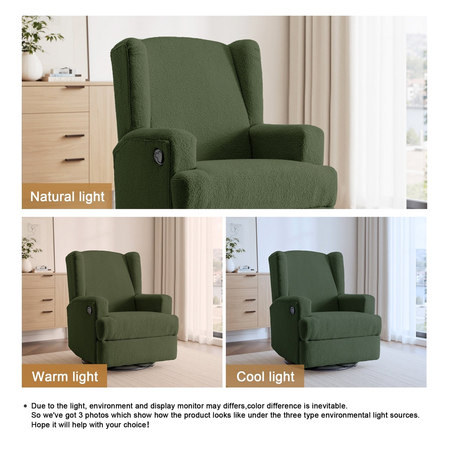 Fauteuil inclinable pivotant à oreilles pour chambre d'enfant