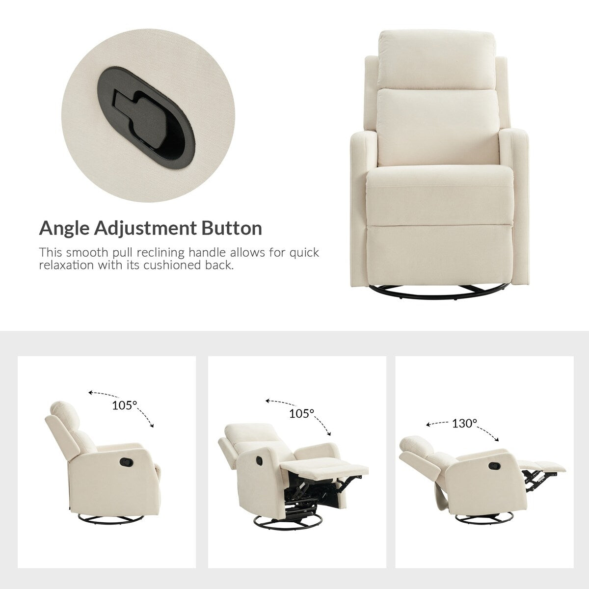 Fauteuil inclinable manuel pivotant et moderne Julian par HULALA HOME