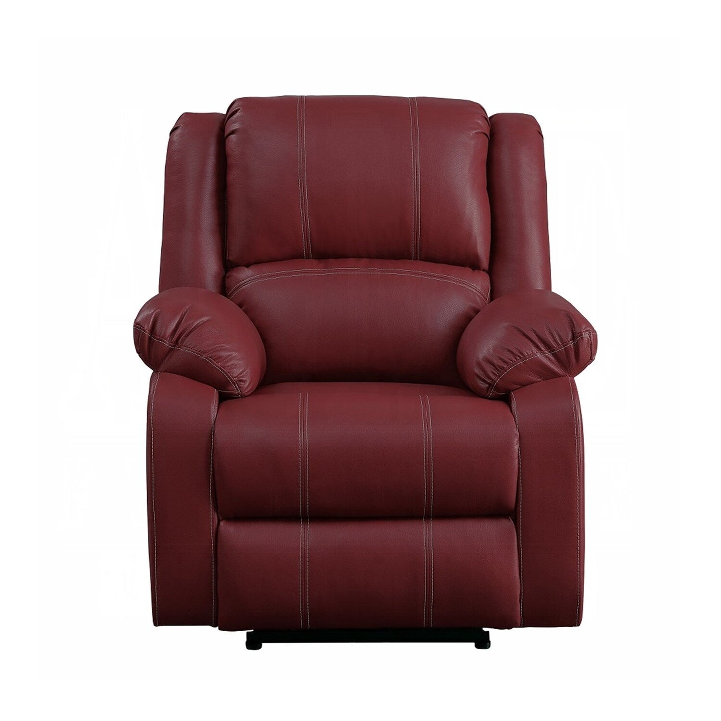Fauteuil inclinable à bascule manuel en cuir synthétique rouge