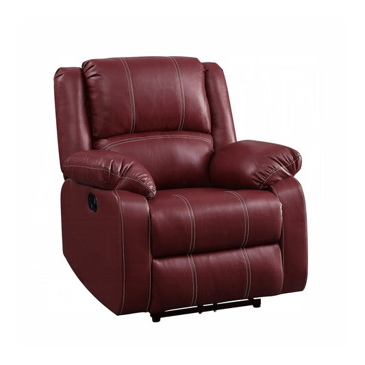 Fauteuil inclinable à bascule manuel en cuir synthétique rouge