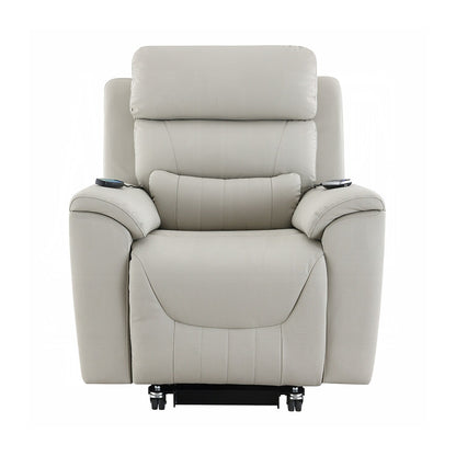 Fauteuil inclinable électrique en cuir synthétique avec chauffage et massage, gris clair
