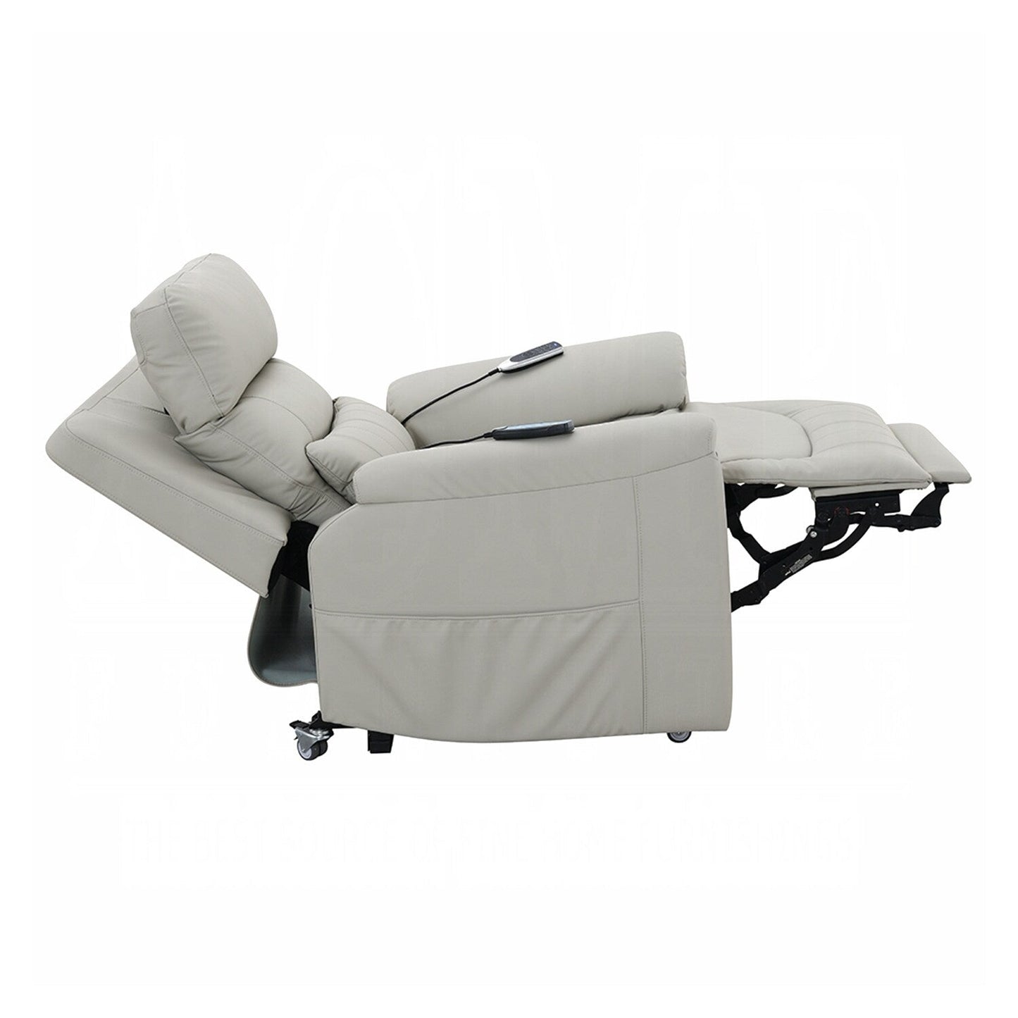 Fauteuil inclinable électrique en cuir synthétique avec chauffage et massage, gris clair