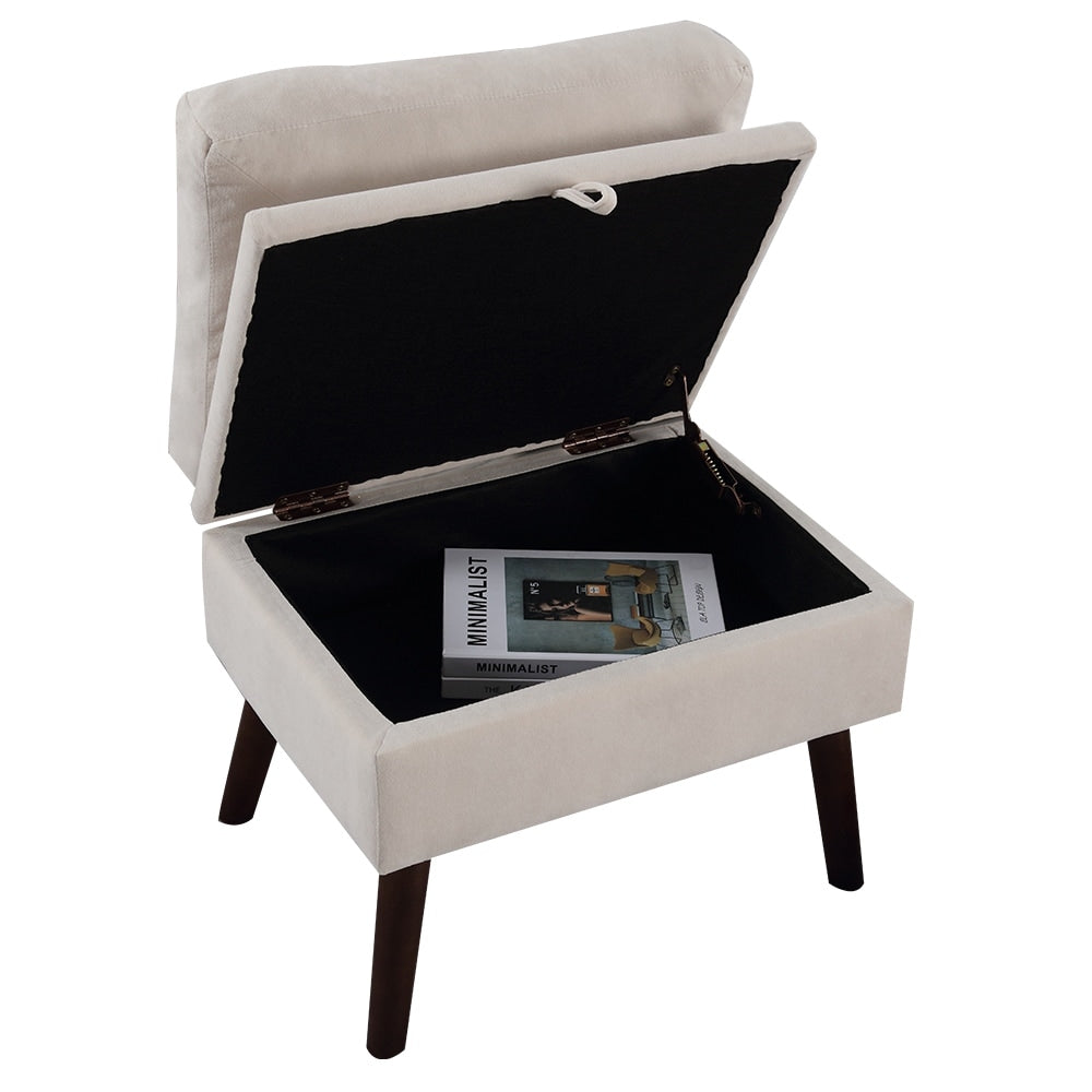 Chaise longue rembourrée HOMYKA avec dossier réglable et pouf de rangement