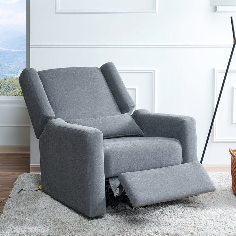 Fauteuil inclinable de luxe Tanya avec mécanisme à mouvement motorisé et planeur pivotant, fauteuil de salon rembourré et inclinable avec support lombaire