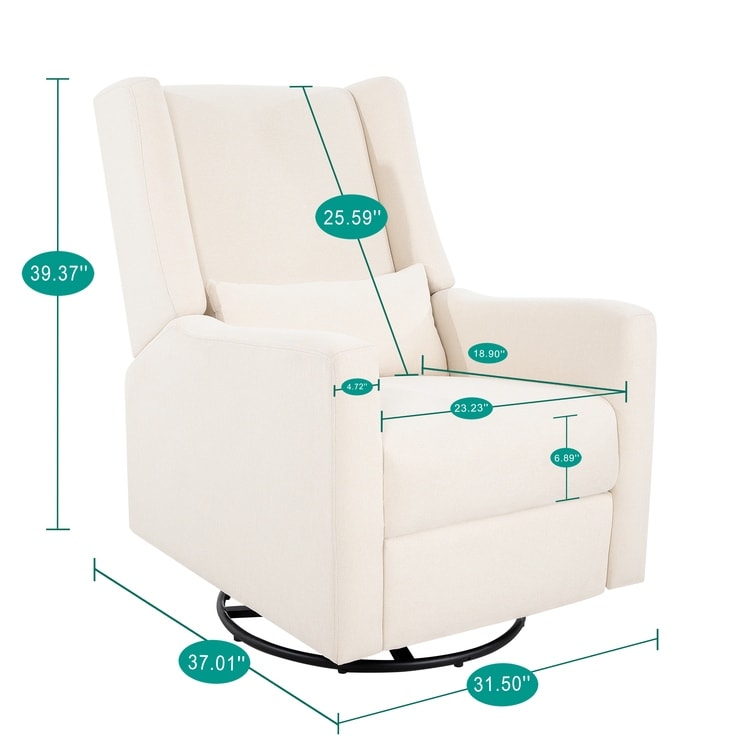 Fauteuil inclinable de luxe Tanya avec mécanisme à mouvement motorisé et planeur pivotant, fauteuil de salon rembourré et inclinable avec support lombaire